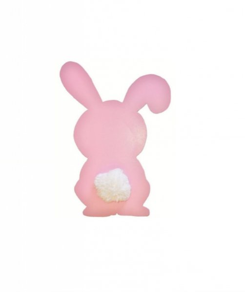 Wand- oder T&uuml;rschild aus Holz Modell:Kaninchen rosa layette Schwanz Pompon aus Wolle 29x20 cm M&auml;dchen