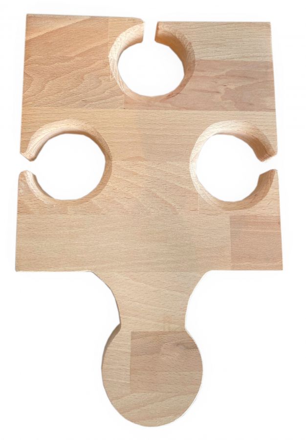 Aperitif-Schneidebrett aus natürlichem Buchenholz Fsc Model Puzzleteil Platz für 3 Gläser