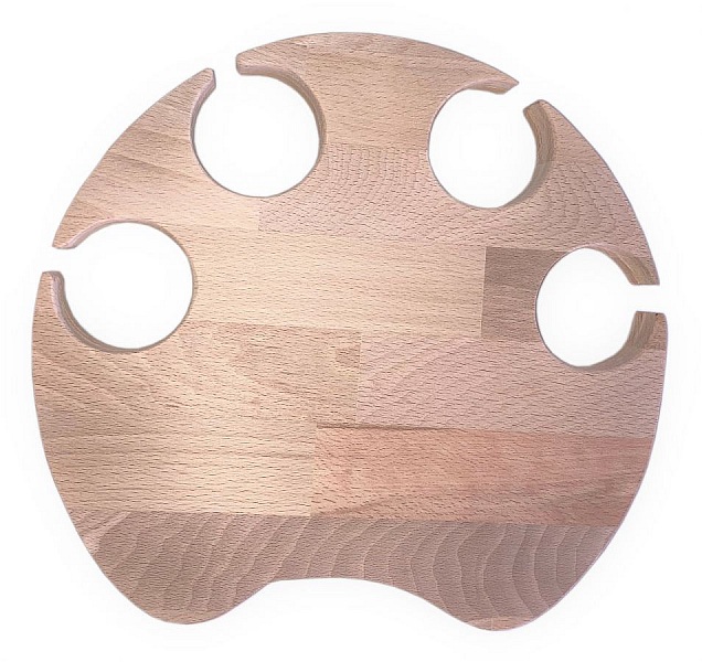 Aperitif-Schneidebrett aus nat&uuml;rlichem Buchenholz FSC Modell Katzenpfote Platz f&uuml;r 4 Gl&auml;ser mit F&uuml;&szlig;en