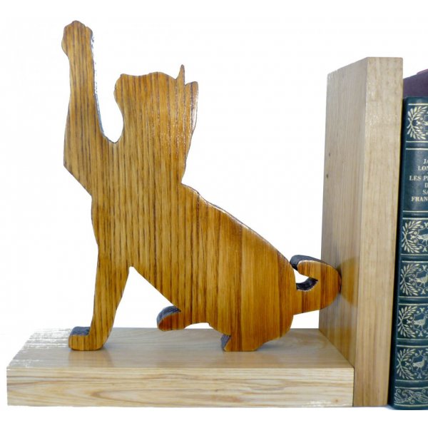 Massivholz B&uuml;cherregal "Les Chats" aus Kastanie, Esche Und Eiche