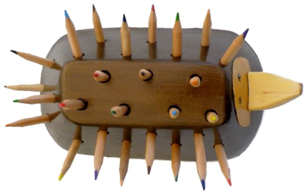 Schulanfangsset aus Holz Modell: Igel (Bleistiftbecher und Wandgarderobe mit einem Haken)