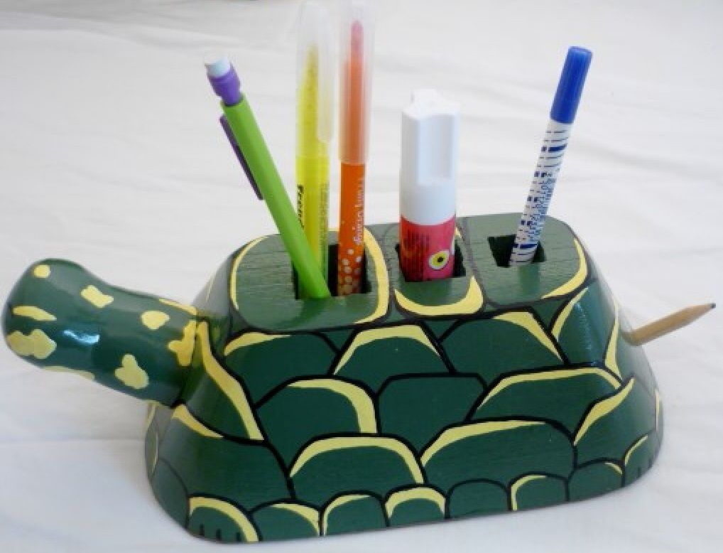 Schulanfangsset aus Holz Modell: Schildkröte Bleistifttopf und Wandgarderobe mit einem Haken