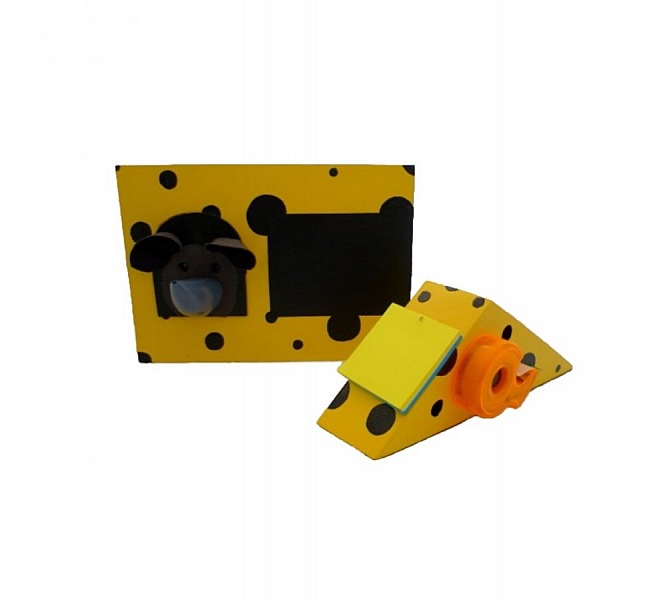 Schulanfangsset aus Holz model: Maus Pot a crayon et Porte manteau mural a une pat&egrave;re