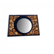 Rechteckiger Spiegel aus ebenholzfarbenem Rundholz 31 x 22