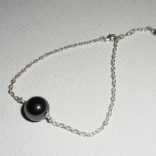 Armband aus 925er Silber mit Hämatitperle an Silberkette