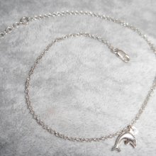 Fußkette/Armband mit Delfin an einer Kette Silber 925