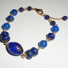 Murano Glas und blauem Halbedelstein Armband