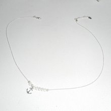 Halskette aus 925er Silber mit Anker und Kristallperlen
