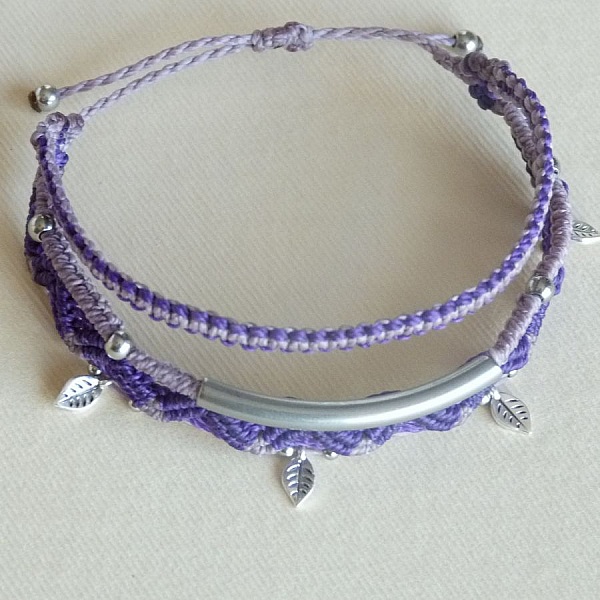 Mehrreihiges Armband 3 in 1 mauve und violett