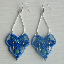 Ohrringe aus Mikromakramee in Blau/Himmelblau/Türkisgrün