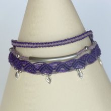 Mehrreihiges Armband 3 in 1 mauve und violett