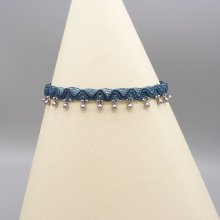 Fußkette aus Mikro-Makramee in Entenblau