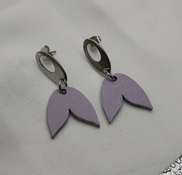 Boucles d'oreilles pendantes g&eacute;om&eacute;triques en bois parmes 