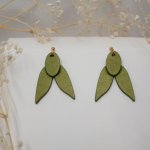 Holzohrringe Cigales grün glänzend