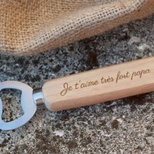 Flaschenöffner aus Holz graviert zu personalisieren, Hochzeitsgeschenk 
