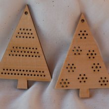 Duo Tannenbäume aus Holz für Weihnachtsdekoration zum Selbersticken 