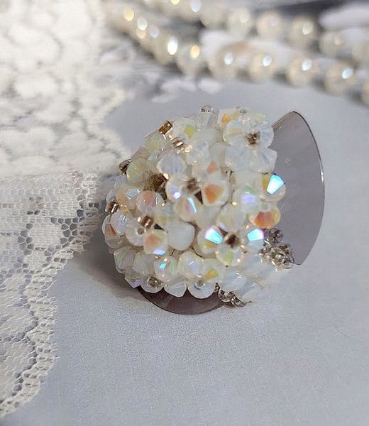 Crystal Ring mit Facetten und Kreiseln aus Swarovski-Kristall