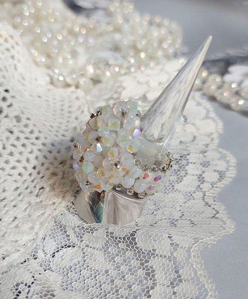 Crystal Ring mit Facetten und Kreiseln aus Swarovski-Kristall