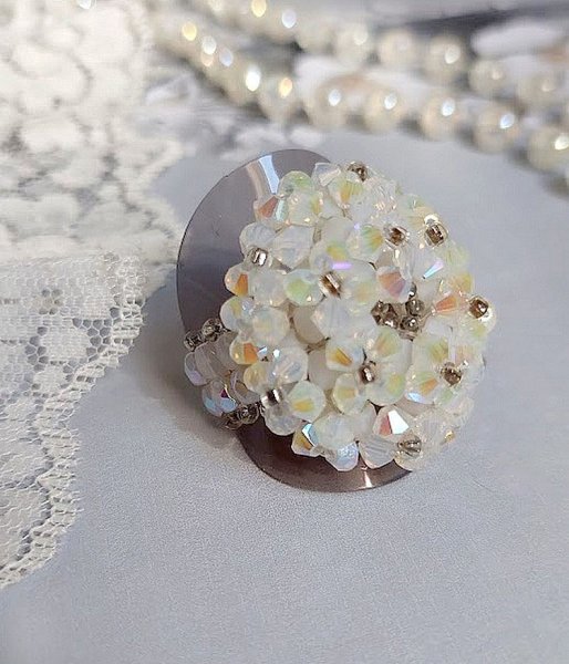 Crystal Ring mit Facetten und Kreiseln aus Swarovski-Kristall