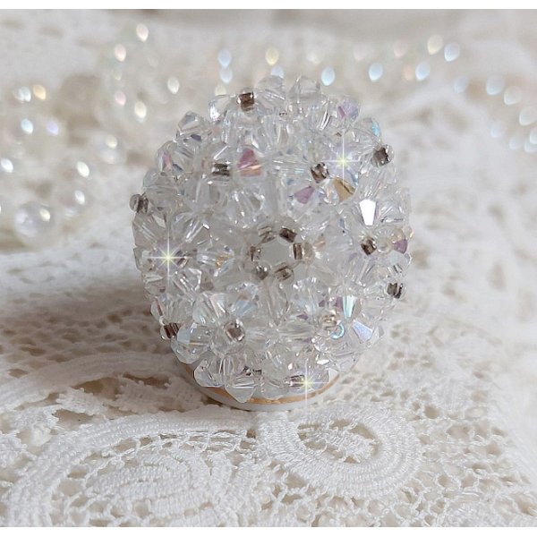 Ring Flocken mit Facetten und Kreiseln aus Swarovski-Kristall