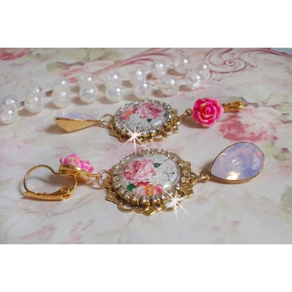 BO Bouquet Valentine kreiert mit Glas-Cabochons Rosenbouquet, Harz Cabochons und Swarovski-Kristallen 