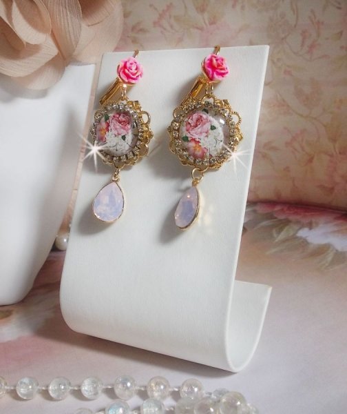 BO Bouquet Valentine kreiert mit Glas-Cabochons Rosenbouquet, Harz Cabochons und Swarovski-Kristallen 