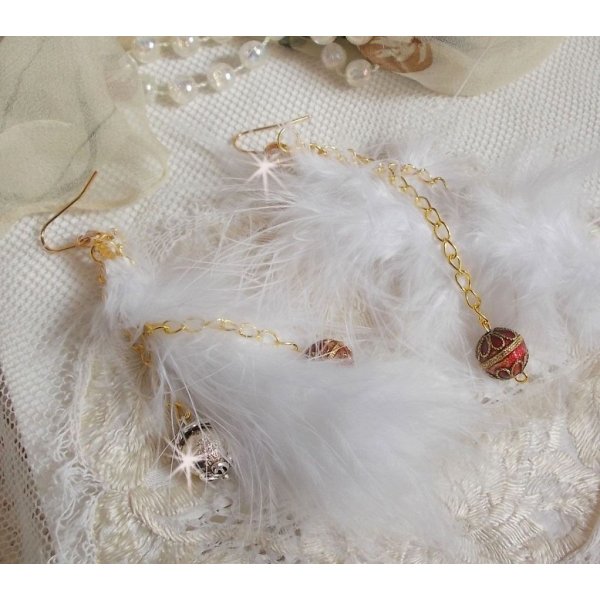 BO Douce Blanche vergoldet erstellt mit Federn Bohemian Indian Style Indianerstil