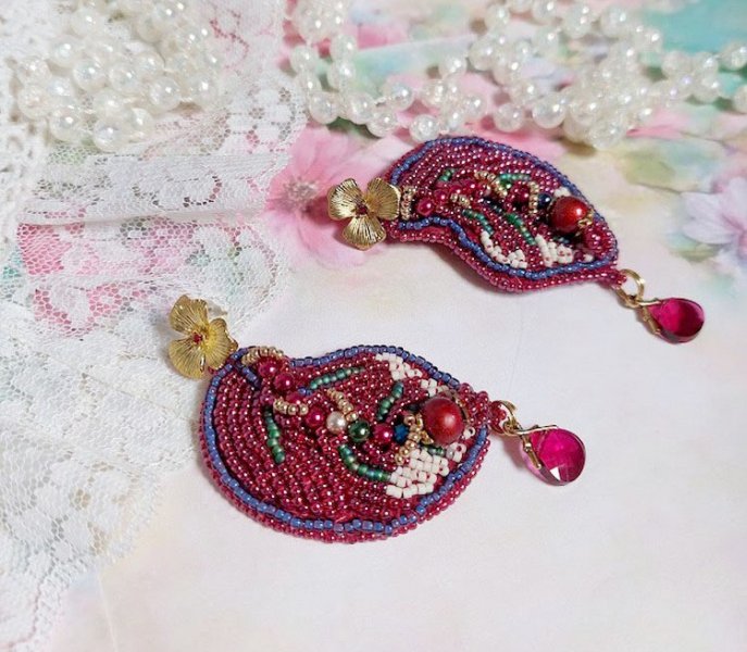 BO Herbstverzauberung bestickt mit Swarovski-Kristallen, Perlmuttperlen und Rocailles