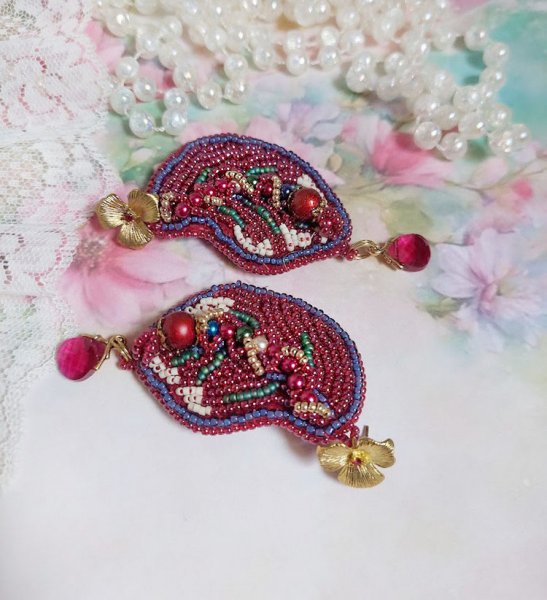 BO Herbstverzauberung bestickt mit Swarovski-Kristallen, Perlmuttperlen und Rocailles