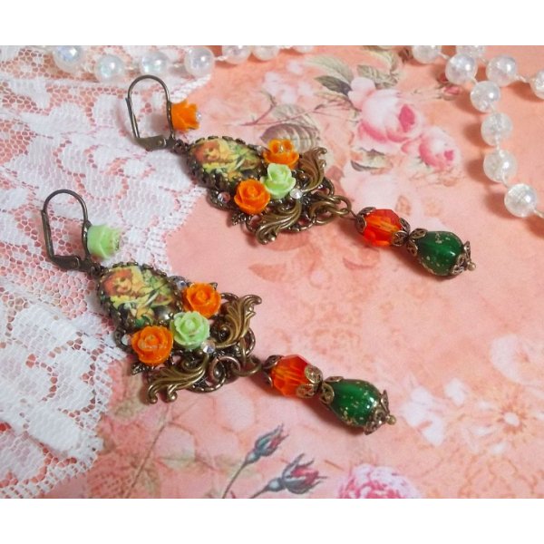 BO Fee Aloe K&uuml;rbis kreiert mit Lupen-Cabochons, Harzrosen und Kristallen