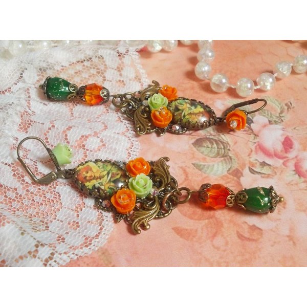 BO Fee Aloe K&uuml;rbis kreiert mit Lupen-Cabochons, Harzrosen und Kristallen