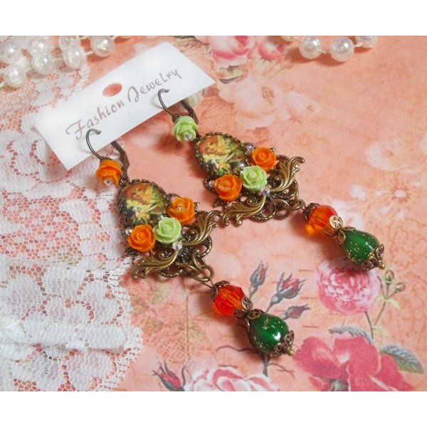 BO Fee Aloe K&uuml;rbis kreiert mit Lupen-Cabochons, Harzrosen und Kristallen