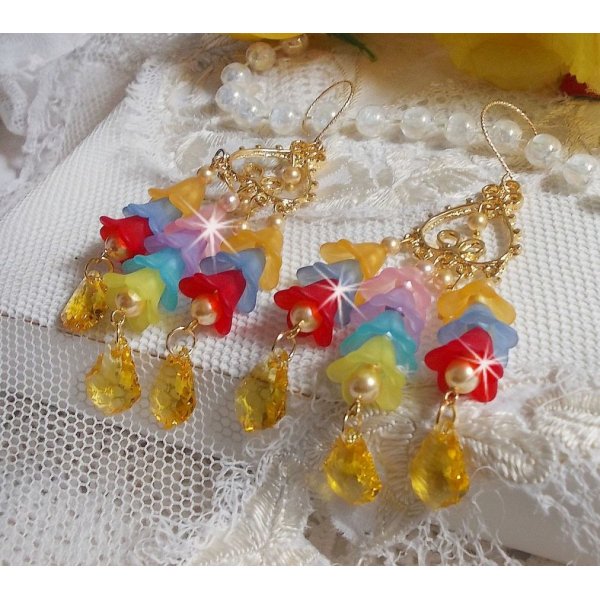 BO Garden Flowers mit Swarovski-Kristallen und Lucite-Blumen in verschiedenen Farben