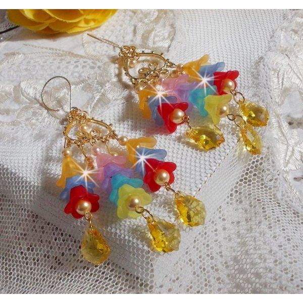 BO Garden Flowers mit Swarovski-Kristallen und Lucite-Blumen in verschiedenen Farben