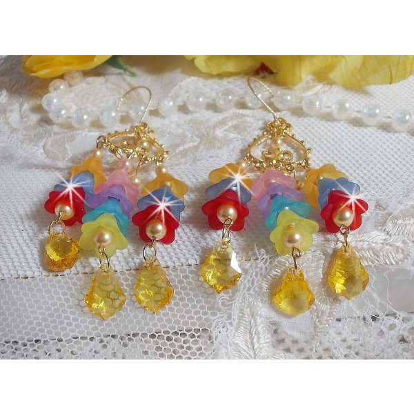 BO Garden Flowers mit Swarovski-Kristallen und Lucite-Blumen in verschiedenen Farben