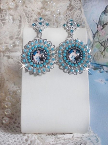 BO Moment de D&eacute;tente erstellt mit Cabochon-Lupen Vintage Damen, Swarovski-Kristallen, Stempeln und Glasperlen