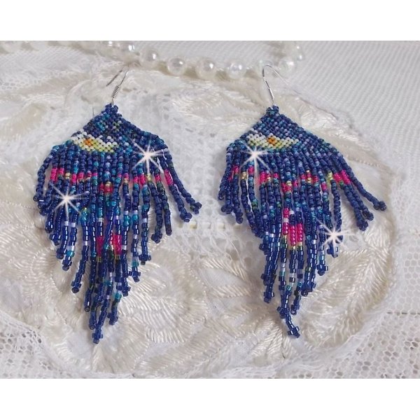 BO Seerosen kreiert mit Miyuki-Rocailles und Toho in den Farben blau, rosa, wei&szlig;, gelb, orange und gr&uuml;n