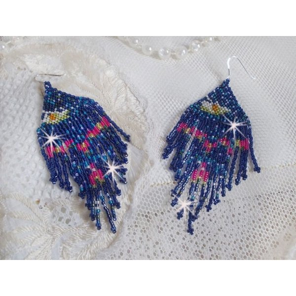 BO Seerosen kreiert mit Miyuki-Rocailles und Toho in den Farben blau, rosa, wei&szlig;, gelb, orange und gr&uuml;n