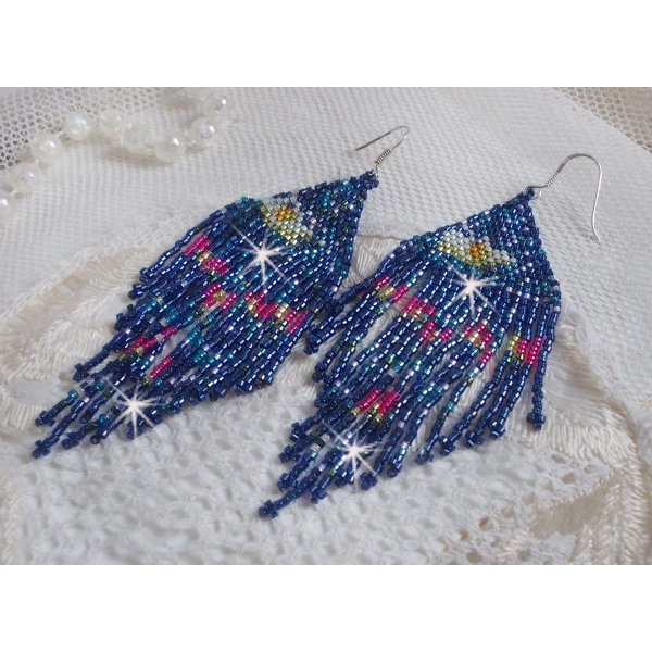 BO Seerosen kreiert mit Miyuki-Rocailles und Toho in den Farben blau, rosa, wei&szlig;, gelb, orange und gr&uuml;n