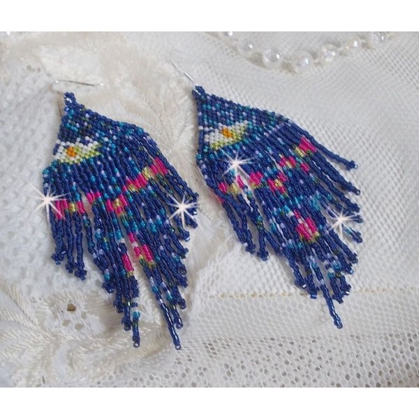 BO Seerosen kreiert mit Miyuki-Rocailles und Toho in den Farben blau, rosa, wei&szlig;, gelb, orange und gr&uuml;n