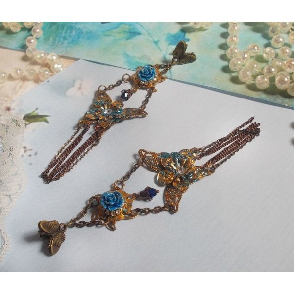 BO Irisierende Schmetterlinge kreiert mit Zirkonia, Swarovski-Kristallen, Harz Cabochons, verschiedenen Accessoires und b&ouml;hmischen Glasperlen