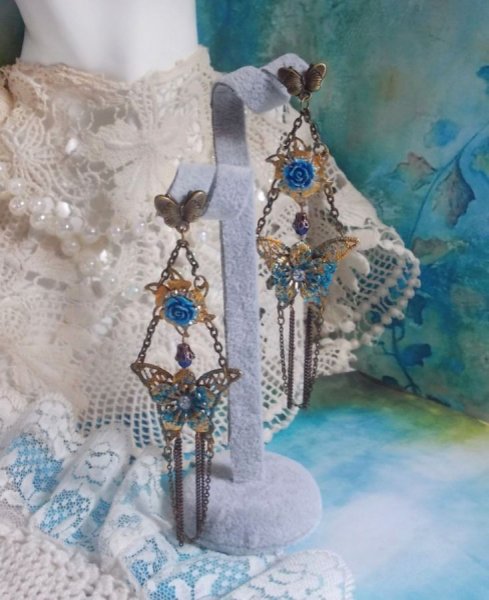 BO Irisierende Schmetterlinge kreiert mit Zirkonia, Swarovski-Kristallen, Harz Cabochons, verschiedenen Accessoires und b&ouml;hmischen Glasperlen