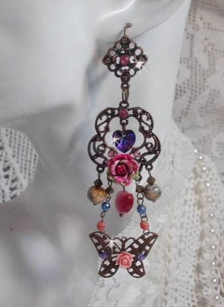 BO Roses and Butterfly ganz sanft mit diesen Blumen- und Schmetterlingsstempeln, Katzenaugen-Glasperlen und facettiertem rosa Marmor