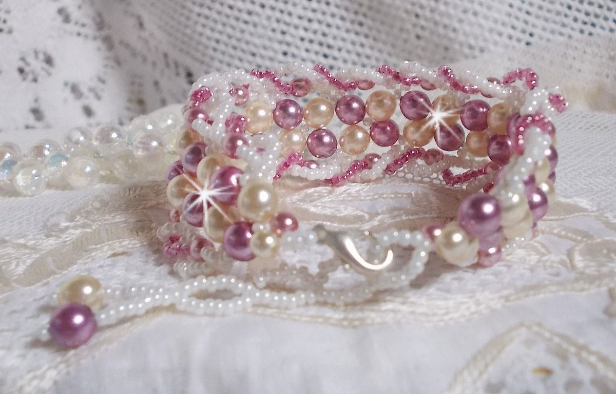 Armband Entspannung Mit Perlmuttperlen aus Swarovski-Kristall