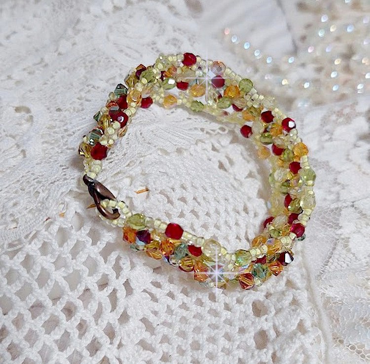 Provenzalisches Armband mit Kreiseln in Swarovski-Kristall und Facettenschliff