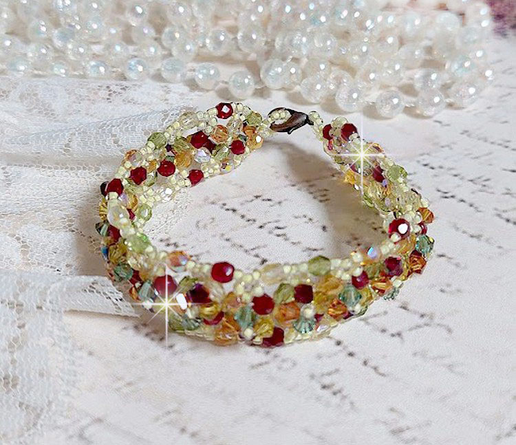 Provenzalisches Armband mit Kreiseln in Swarovski-Kristall und Facettenschliff