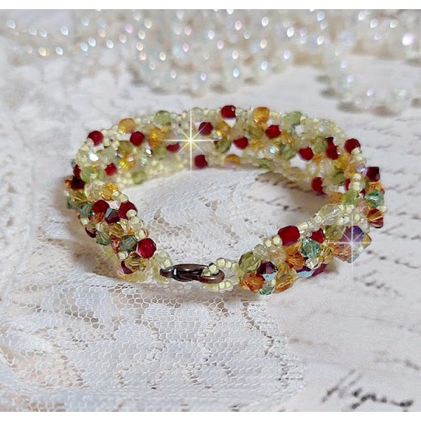 Provenzalisches Armband mit Kreiseln in Swarovski-Kristall und Facettenschliff