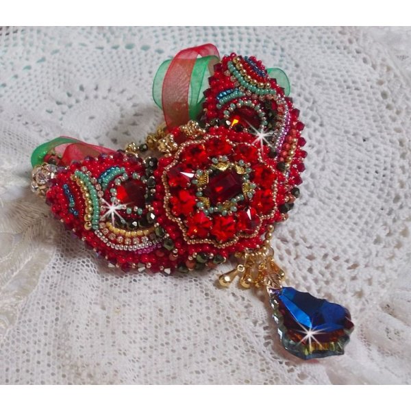 Halskette Mia Haute-Couture Barock/Vintage bestickt mit Swarovski-Kristallen, vergoldet, diverse Perlen von hoher Qualit&auml;t