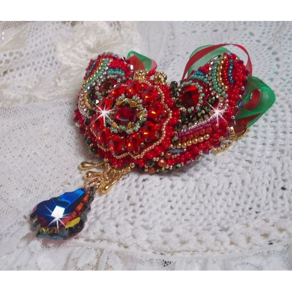 Halskette Mia Haute-Couture Barock/Vintage bestickt mit Swarovski-Kristallen, vergoldet, diverse Perlen von hoher Qualit&auml;t