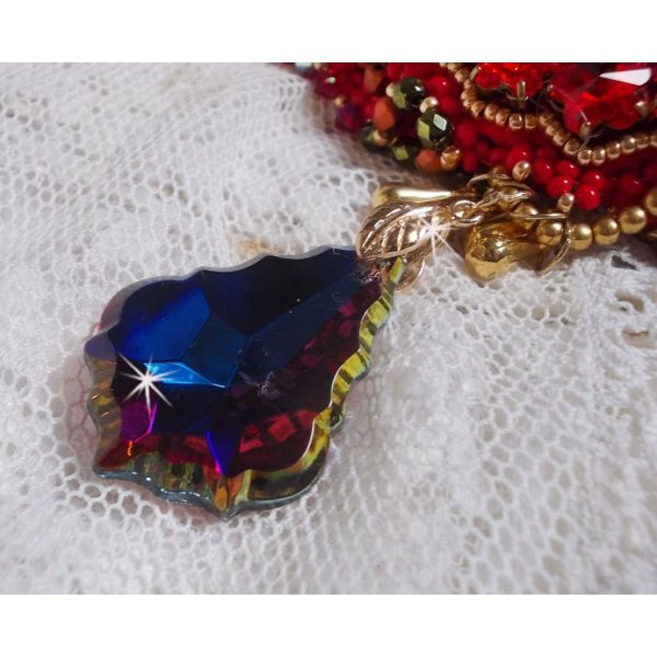 Halskette Mia Haute-Couture Barock/Vintage bestickt mit Swarovski-Kristallen, vergoldet, diverse Perlen von hoher Qualit&auml;t